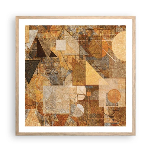 Plakat i ramme af lyst egetræ - Kubistisk bronzeundersøgelse - 60x60 cm