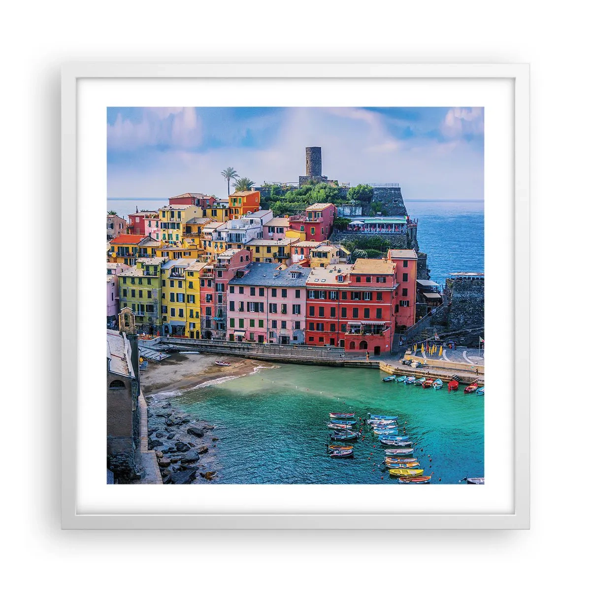 Plakat i hvid ramme - Middelhavets magiske by - 50x50 cm