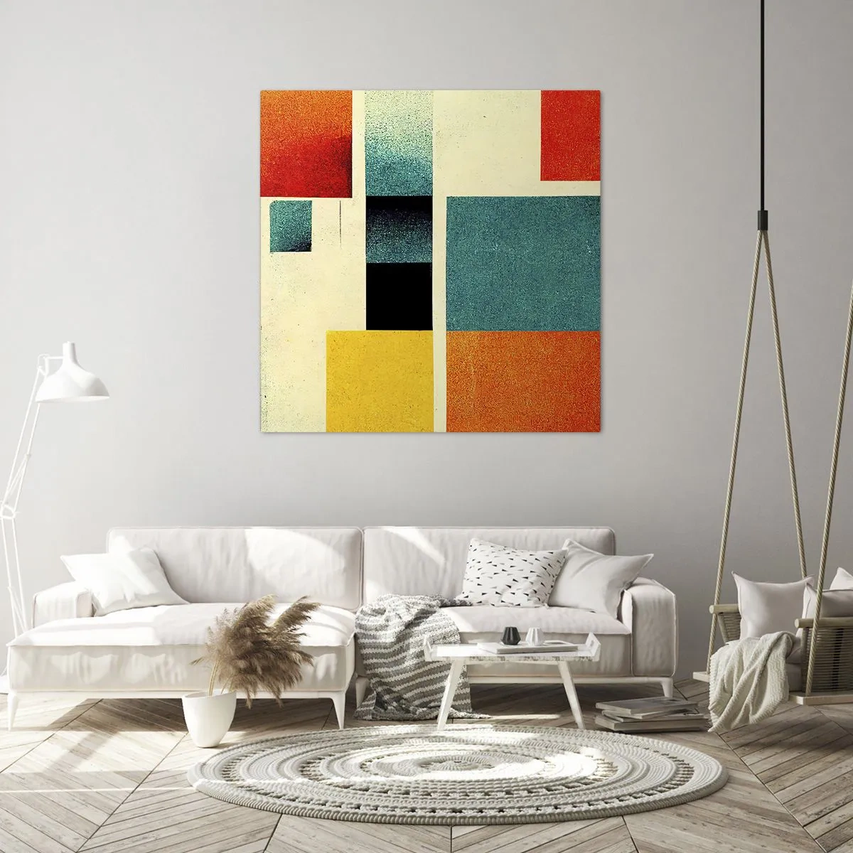 Lærredstryk - Billede på lærred - Geometrisk abstraktion - god energi - 30x30 cm
