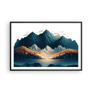 Plakat i sort ramme - Perfekt bjerglandskab - 91x61 cm