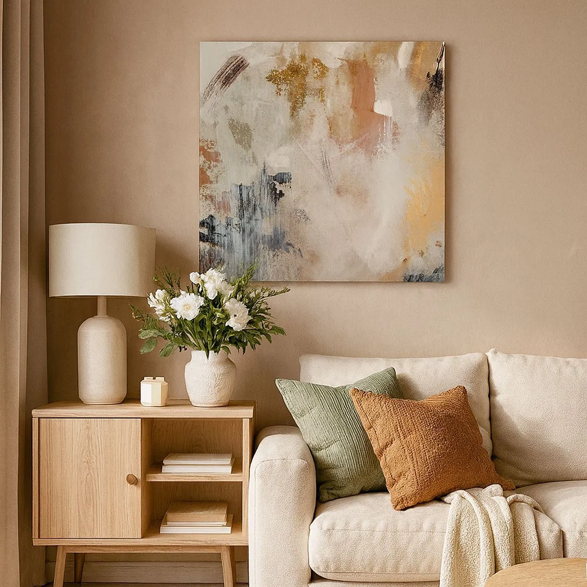 Lærredstryk - Billede på lærred - Tågeagtig abstraktion - 30x30 cm