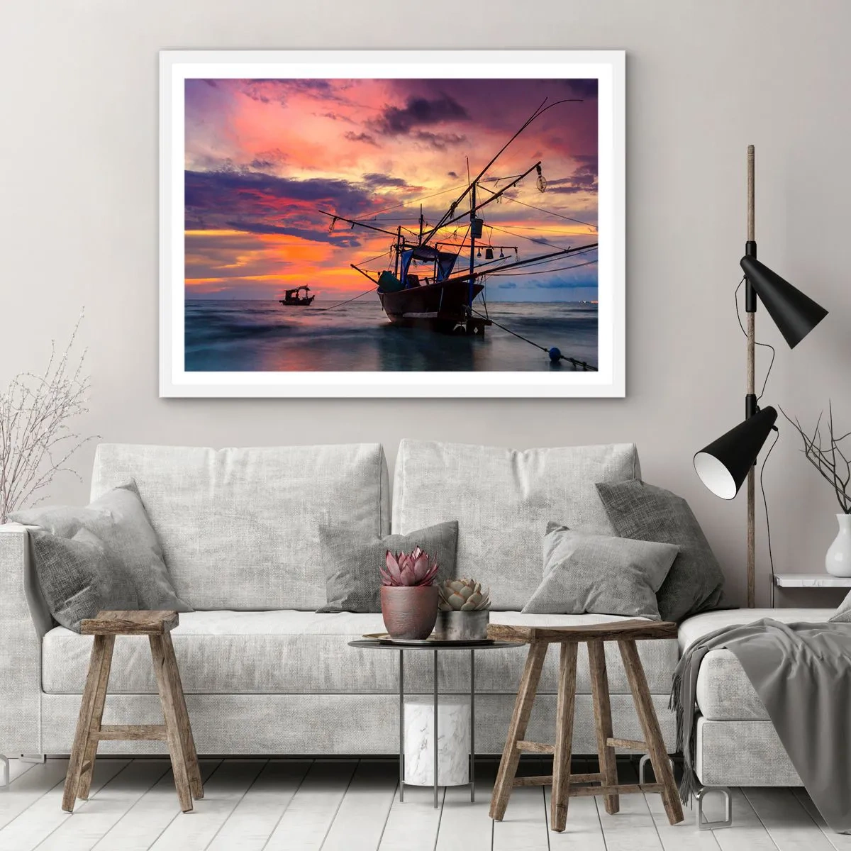 Plakat i hvid ramme - En eksotisk aften - 100x70 cm