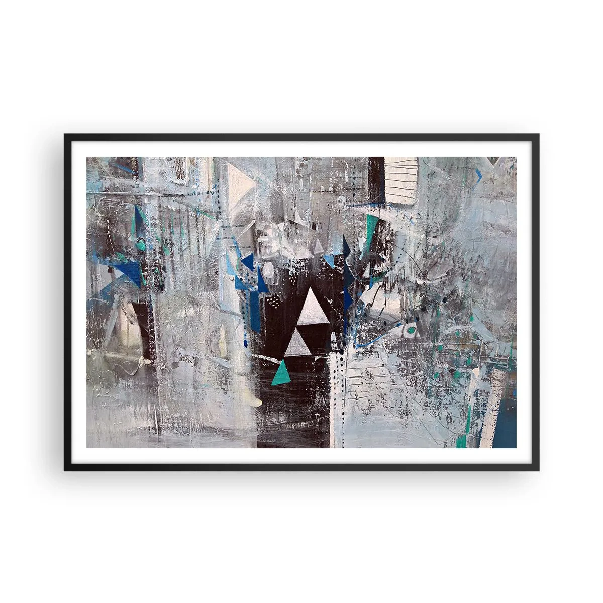 Plakat i sort ramme - Overordnet rækkefølge af trekanter - 100x70 cm