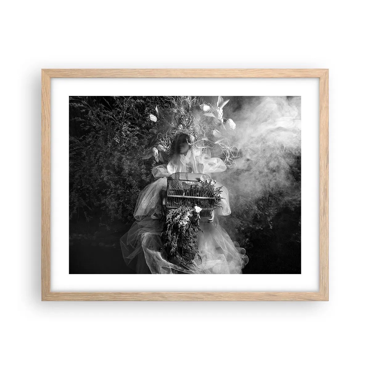 Plakat i ramme af lyst egetræ - Selve Moder - Naturen - 50x40 cm