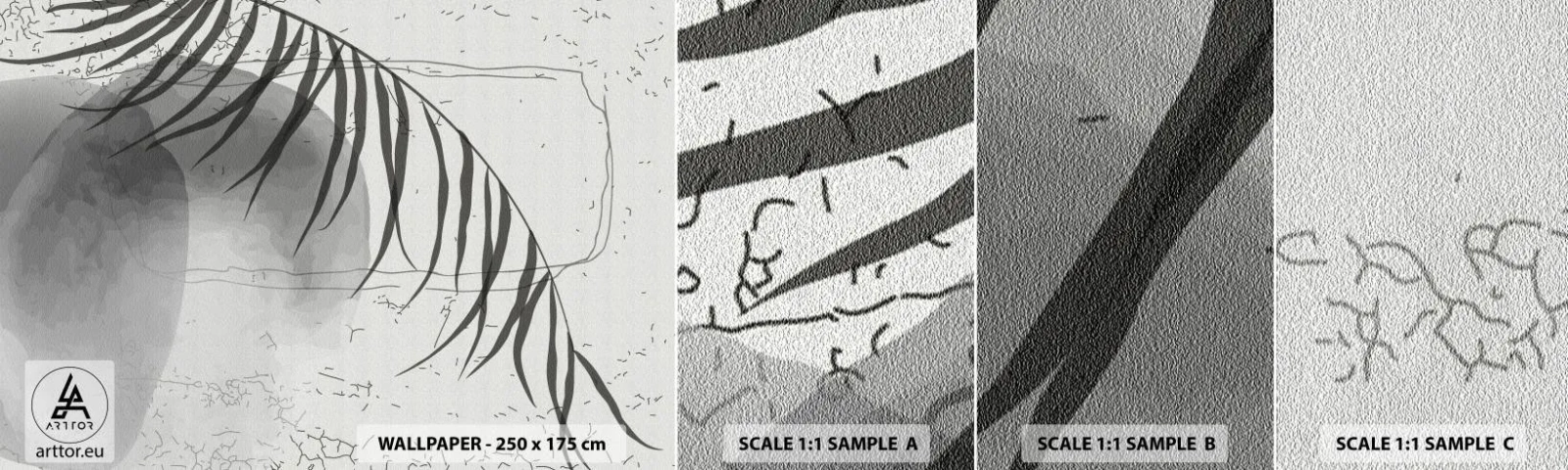 Prøve Fototapet Selvklæbende Deluxe Sticker - Den subtile eksotisme i naturen - Minimalisme, Botanisk, Blad - 100x30 cm