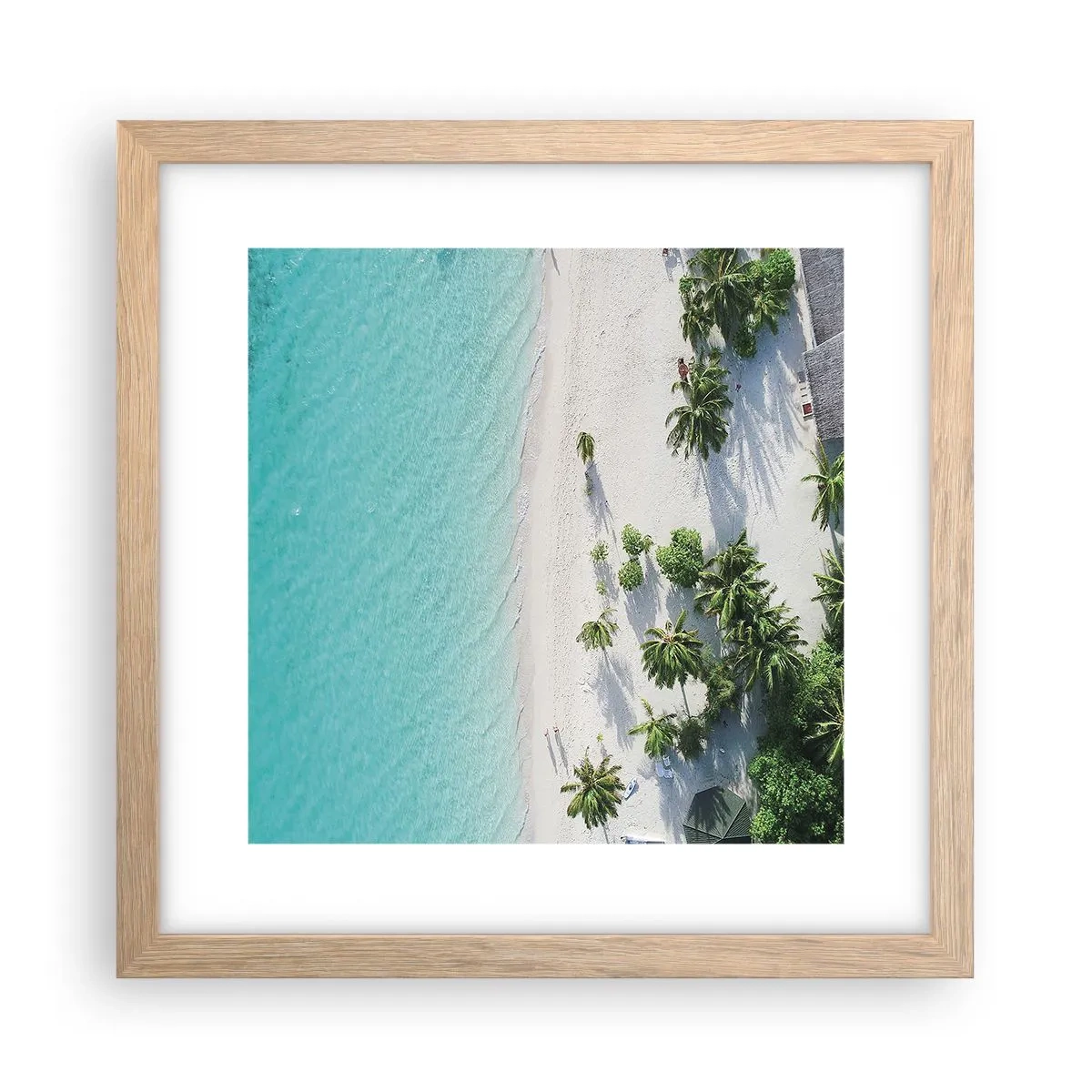 Plakat i ramme af lyst egetræ - Ferie i paradis - 30x30 cm