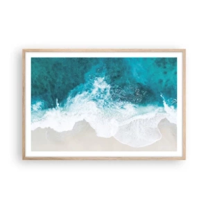 Plakat i ramme af lyst egetræ - Naturlig kærtegn - 91x61 cm