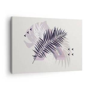 Lærredstryk - Billede på lærred - En minimalistisk komposition med blade og geometriske former - 70x50cm - Skygge af en skygge - Moderne vægdekoration til stue og soveværelse ARTTOR