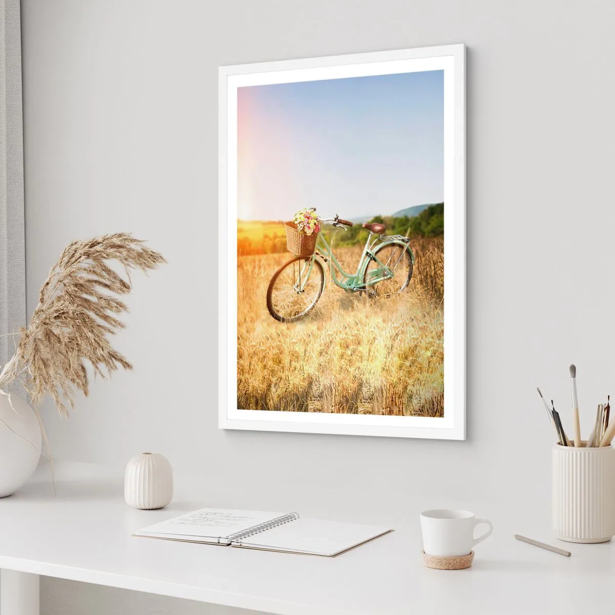 Plakat i hvid ramme - Jeg bliver her et stykke tid - 30x40 cm