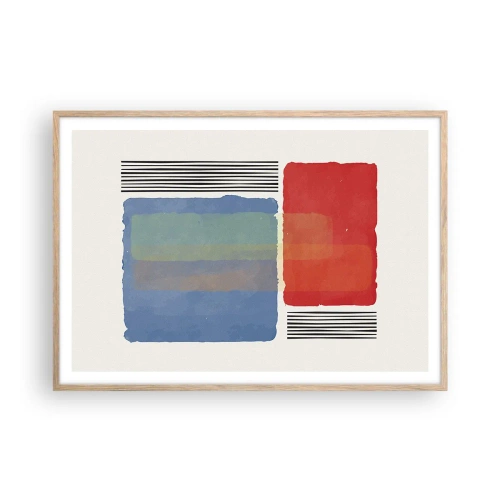 Plakat i ramme af lyst egetræ - Geometriens ånd og bogstav - 100x70 cm