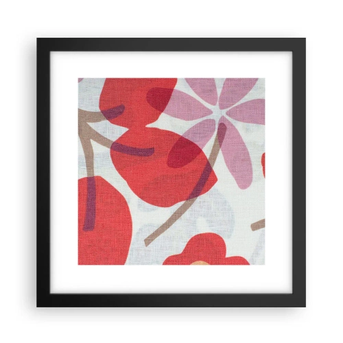 Plakat i sort ramme - Blomsterkomposition i pink - 30x30 cm