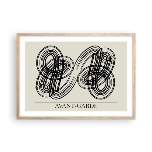 Plakat i ramme af lyst egetræ - Det kom ud spontant - 70x50 cm