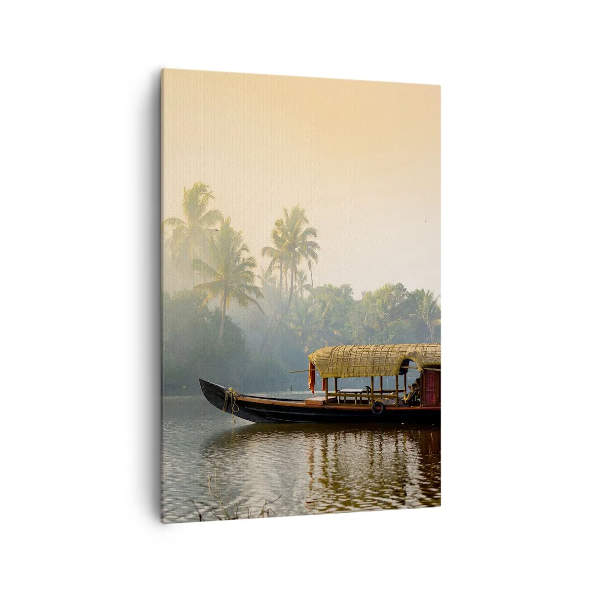 Lærredstryk - Billede på lærred - Hus ved floden - 70x100 cm