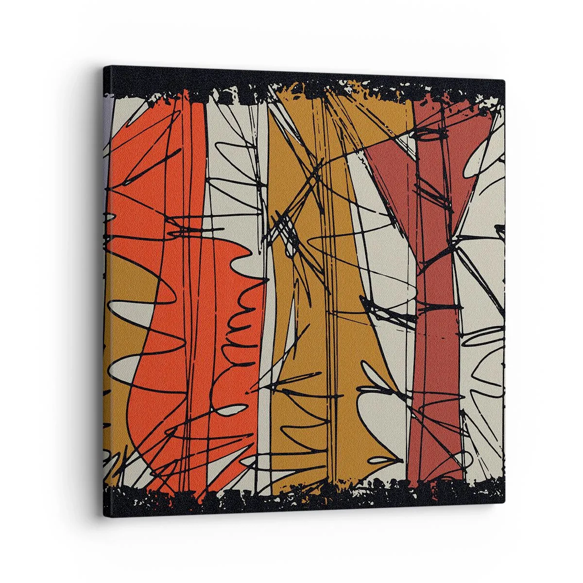 Lærredstryk - Billede på lærred - Spontan komposition - 30x30 cm