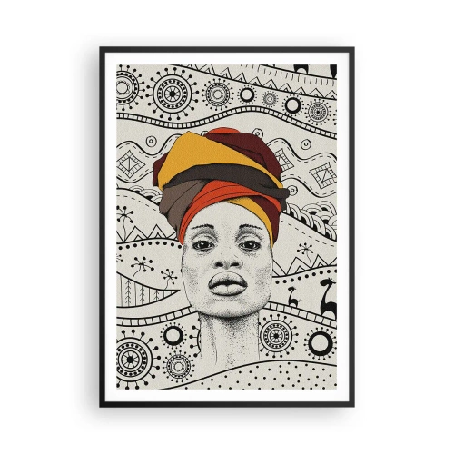 Plakat i sort ramme - Afrikansk portræt - 70x100 cm