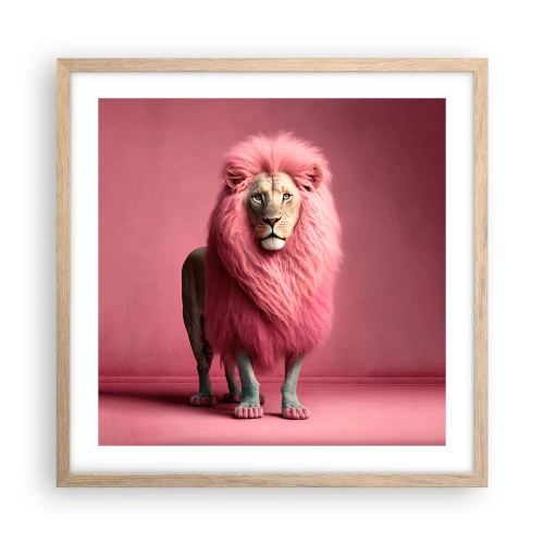 Plakat i ramme af lyst egetræ - Og du er ikke længere bange - 50x50 cm