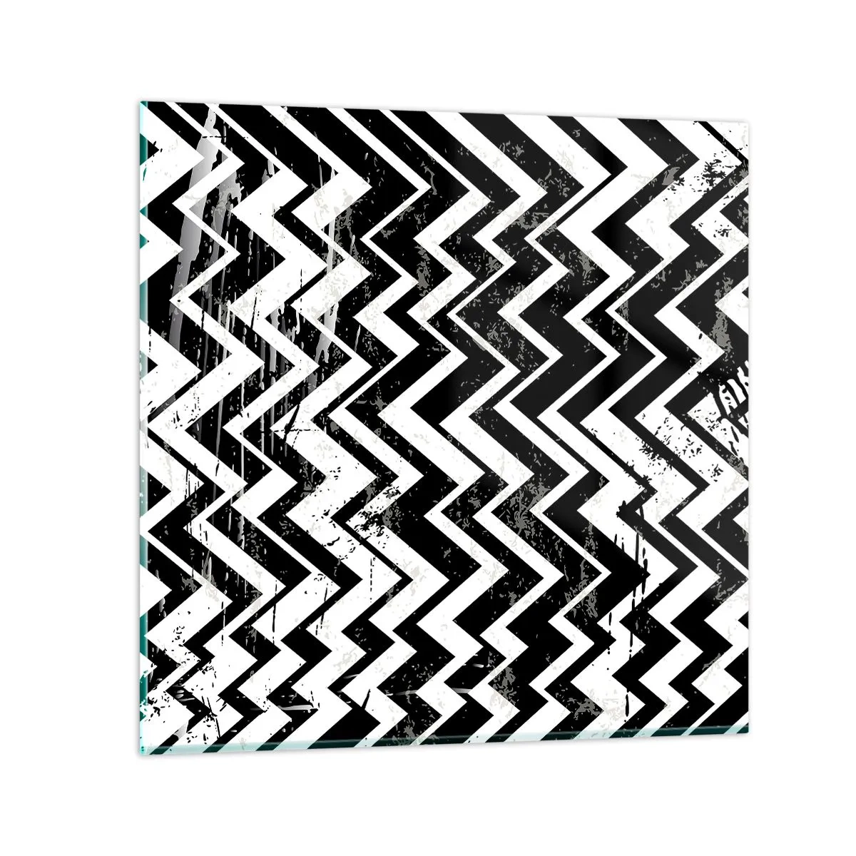 Billede på glas - Zig-hvid, zag-sort - 60x60 cm