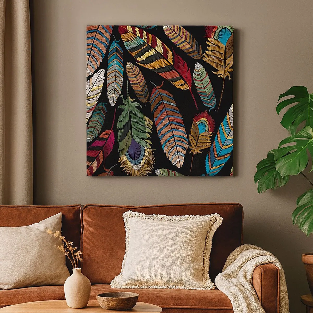 Lærredstryk - Billede på lærred - Fuglekarneval - 30x30 cm