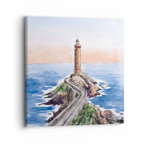 Lærredstryk - Billede på lærred - Med front mod havet - 30x30 cm