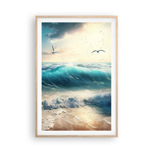 Plakat i ramme af lyst egetræ - Støj kun for dig - 61x91 cm