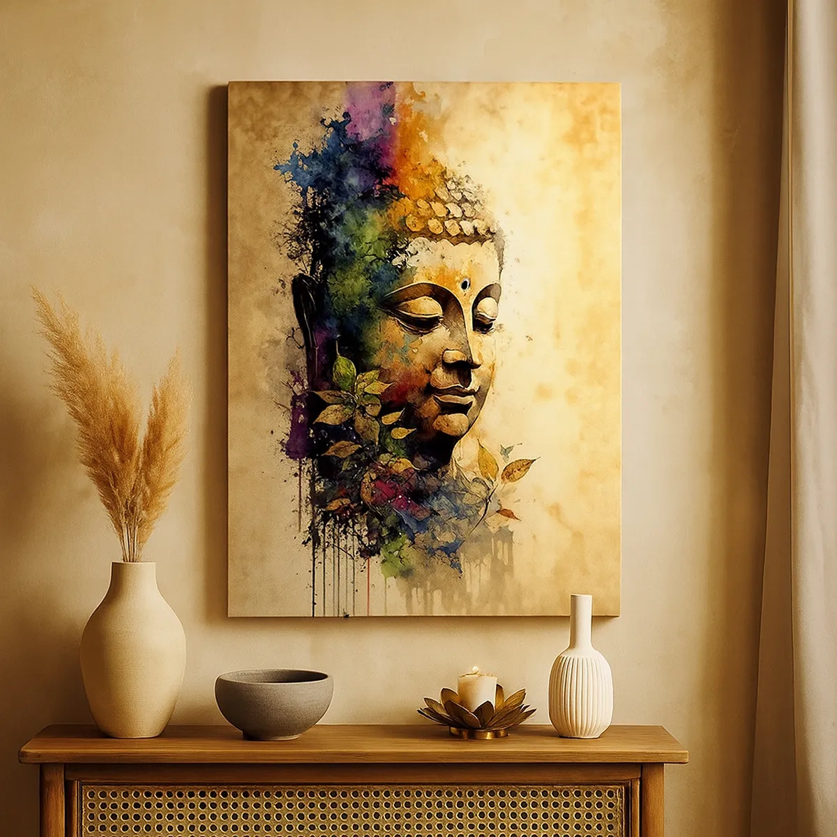 Lærredstryk - Billede på lærred - Namaste! - 50x70 cm