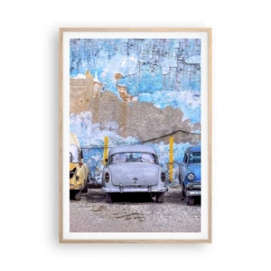 Plakat i ramme af lyst egetræ - Møde for veteraner - 70x100 cm