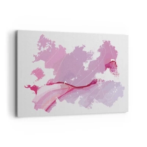 Lærredstryk - Billede på lærred - Kort over en lyserød verden - 100x70 cm