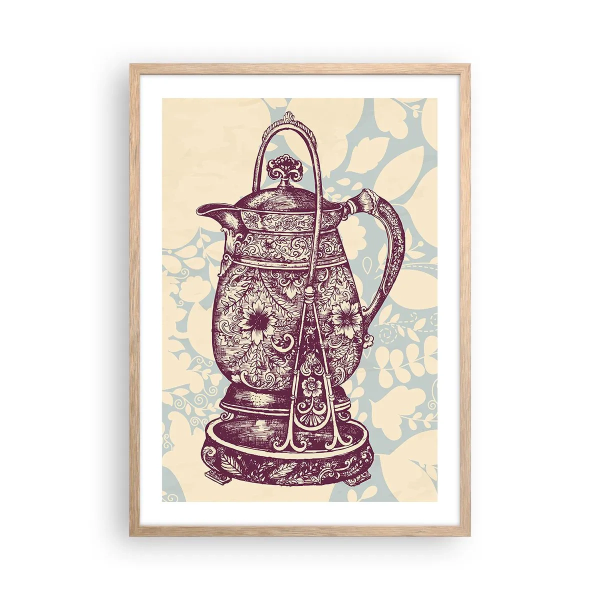 Plakat i ramme af lyst egetræ - Skønheden i hverdagslivet - 50x70 cm