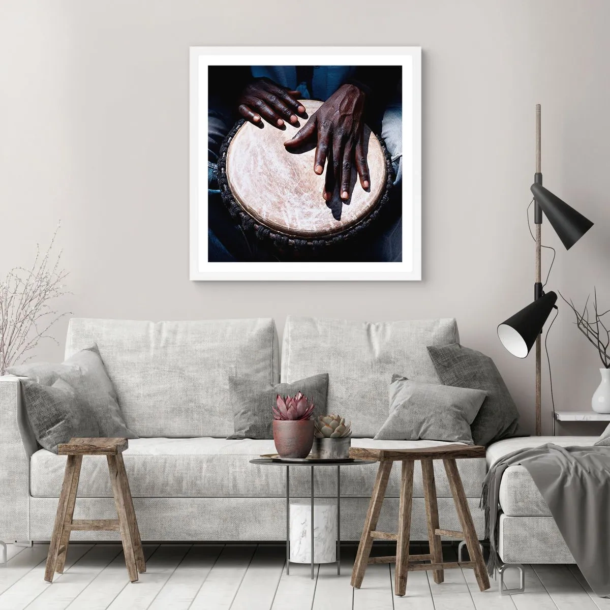 Plakat i hvid ramme - Lev i takt med din rytme - 50x50 cm