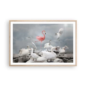 Plakat i ramme af lyst egetræ - Hvor kommer jeg fra? - 91x61 cm