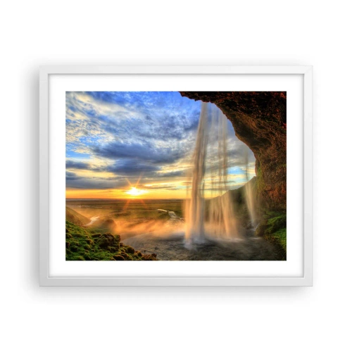 Plakat i hvid ramme - Verden bag sløret af dråber - 50x40 cm