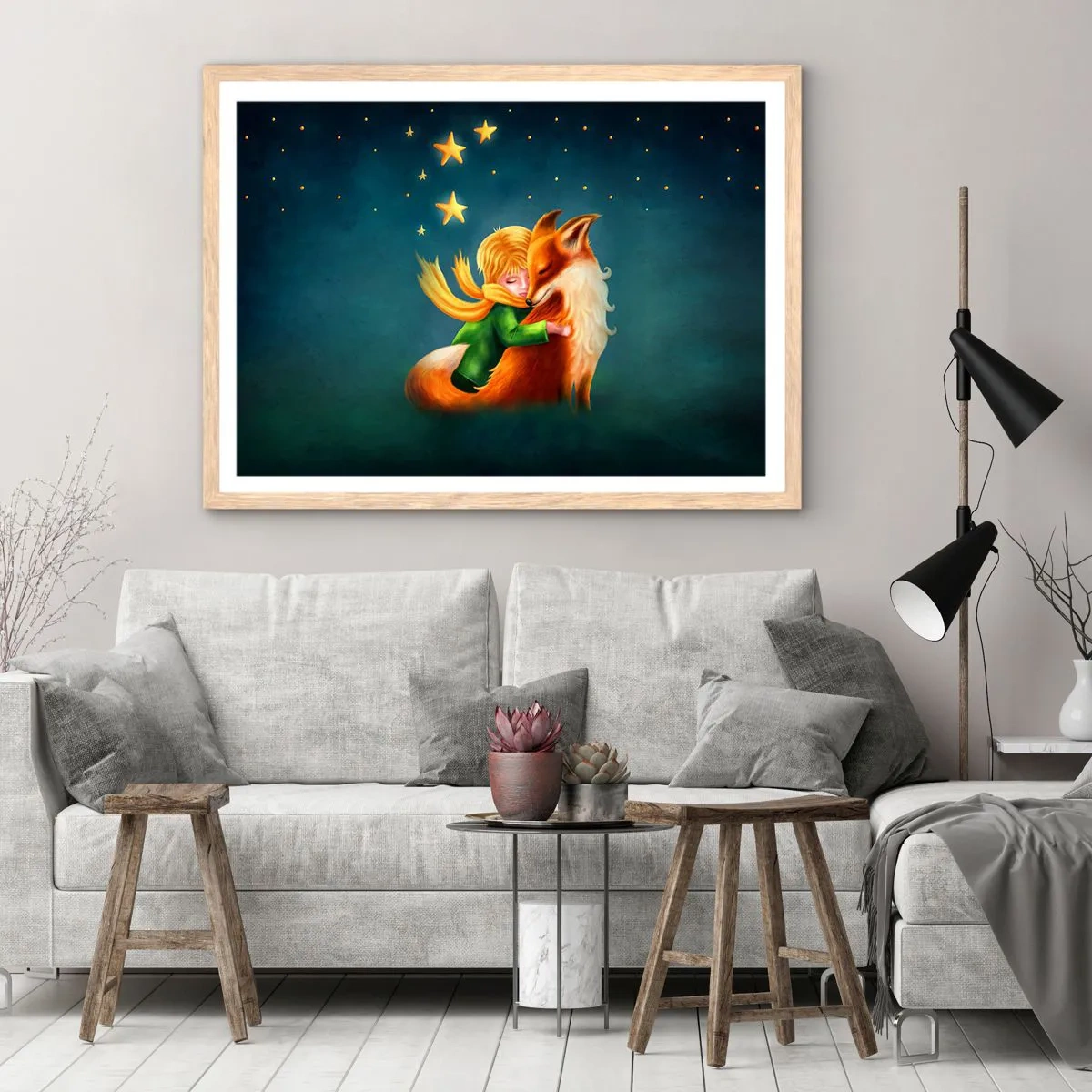 Plakat i ramme af lyst egetræ - Lille Prins - 91x61 cm