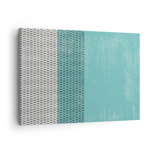 Lærredstryk - Billede på lærred - Geometrisk komposition med turkis og linjer - 70x50cm - Balanceret sammensætning - Moderne vægdekoration til stue og soveværelse ARTTOR