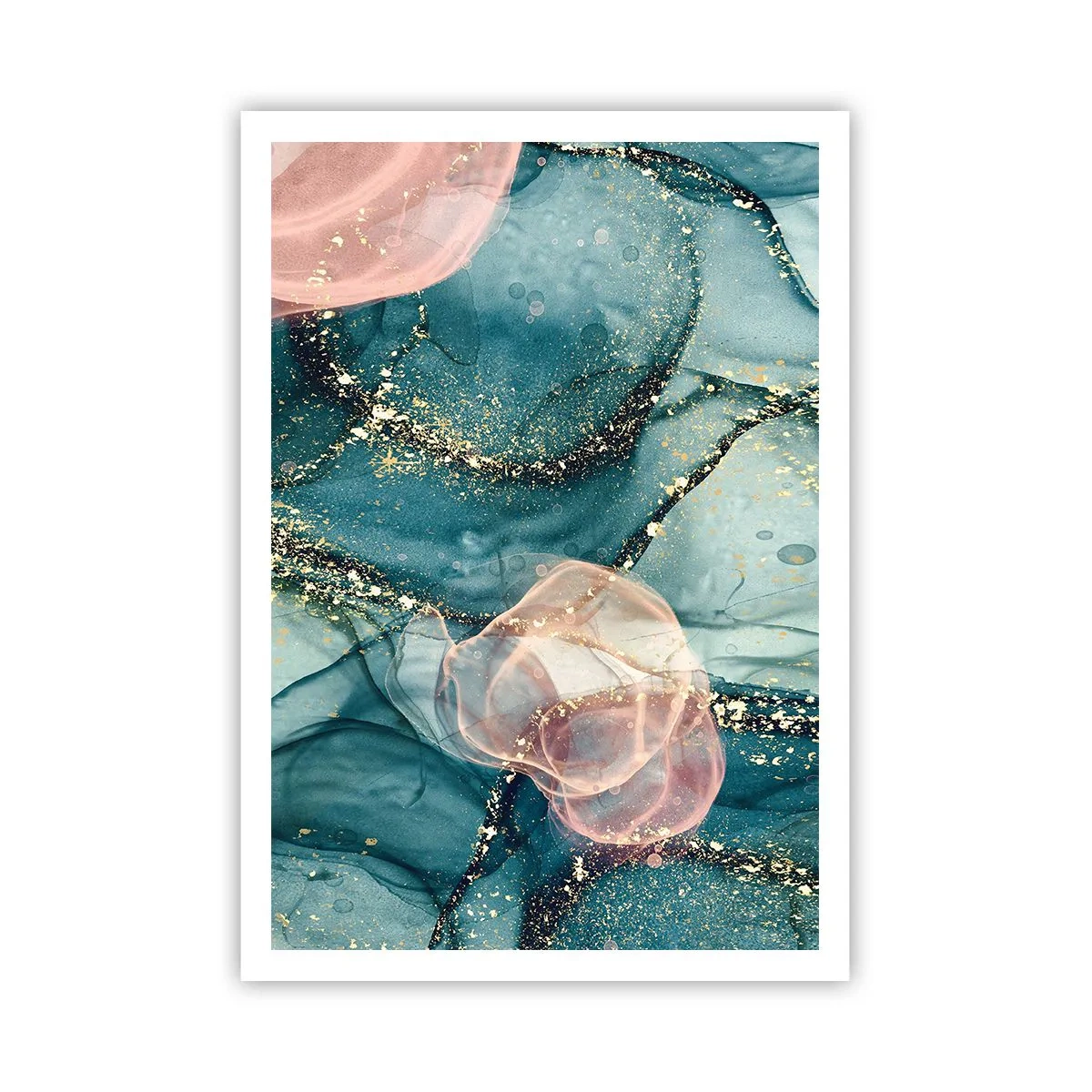 Plakat - Silkeblå, tyl lyserød - 70x100 cm