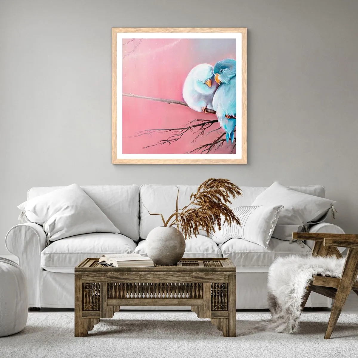 Plakat i ramme af lyst egetræ - Hvad er der at tilføje?.... - 30x30 cm