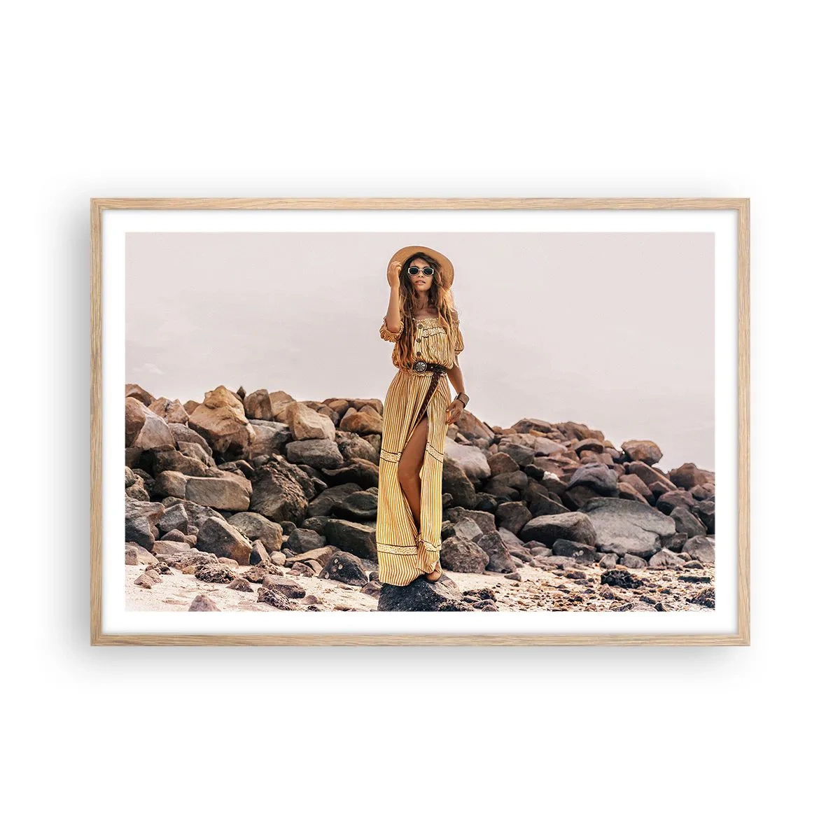 Plakat i ramme af lyst egetræ - Magien ved sten - 91x61 cm