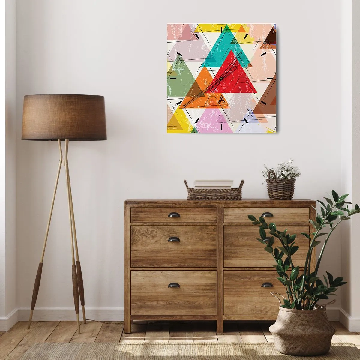 Vægur, Uret - Tre og tre - 40x40 cm