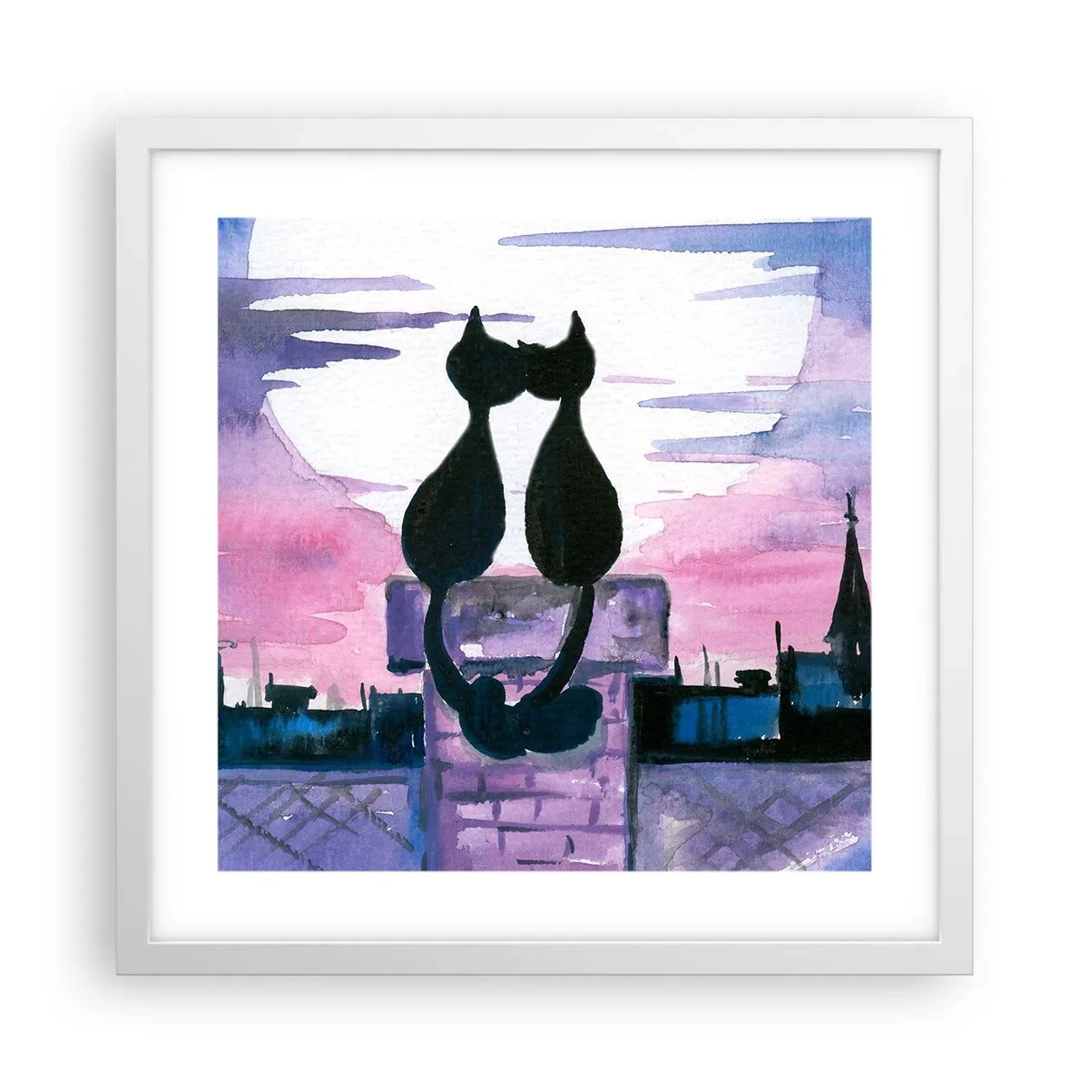 Plakat i hvid ramme - Rendez-vous under månen - 40x40 cm