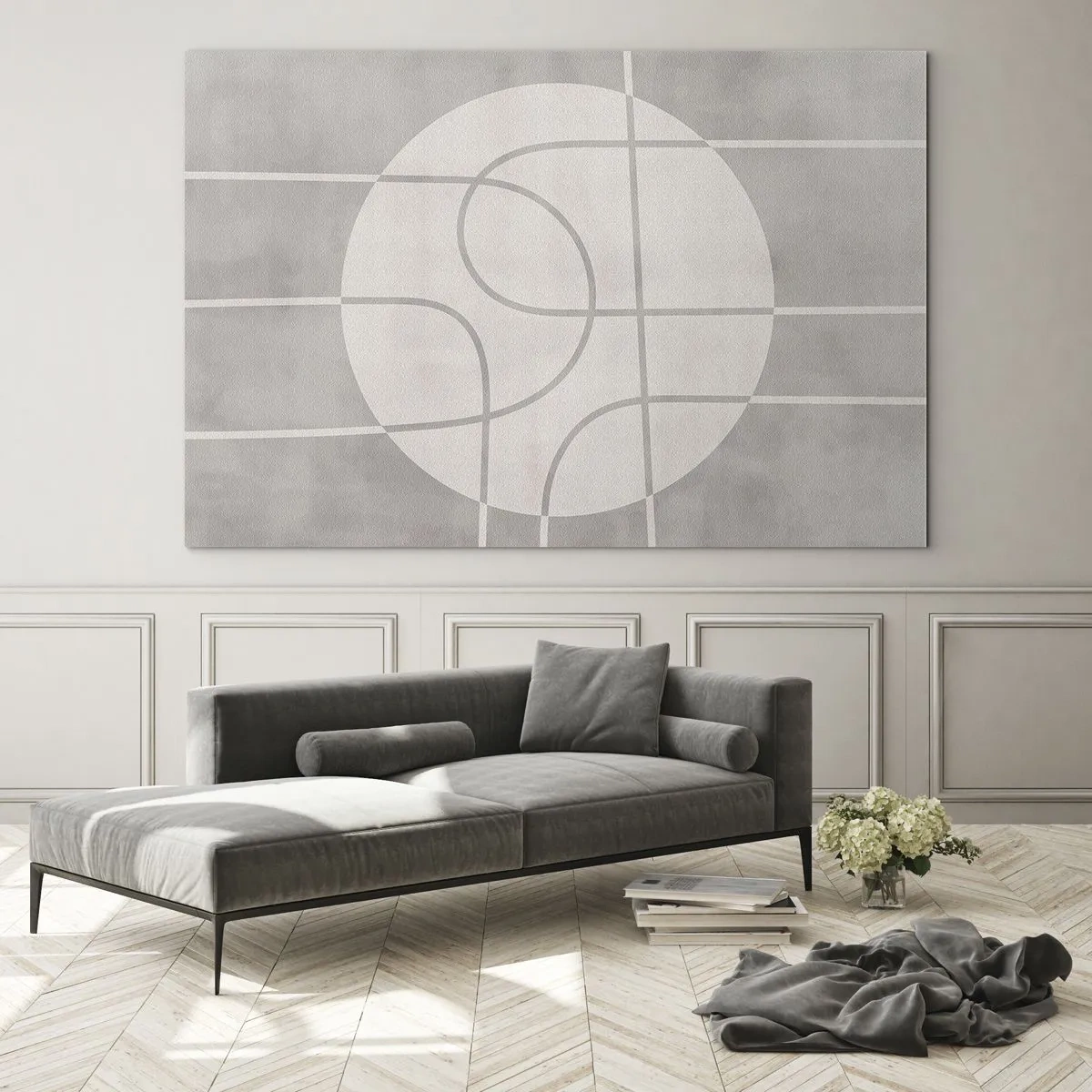 Billede på glas - Cirkulær og lige frem - 100x70 cm