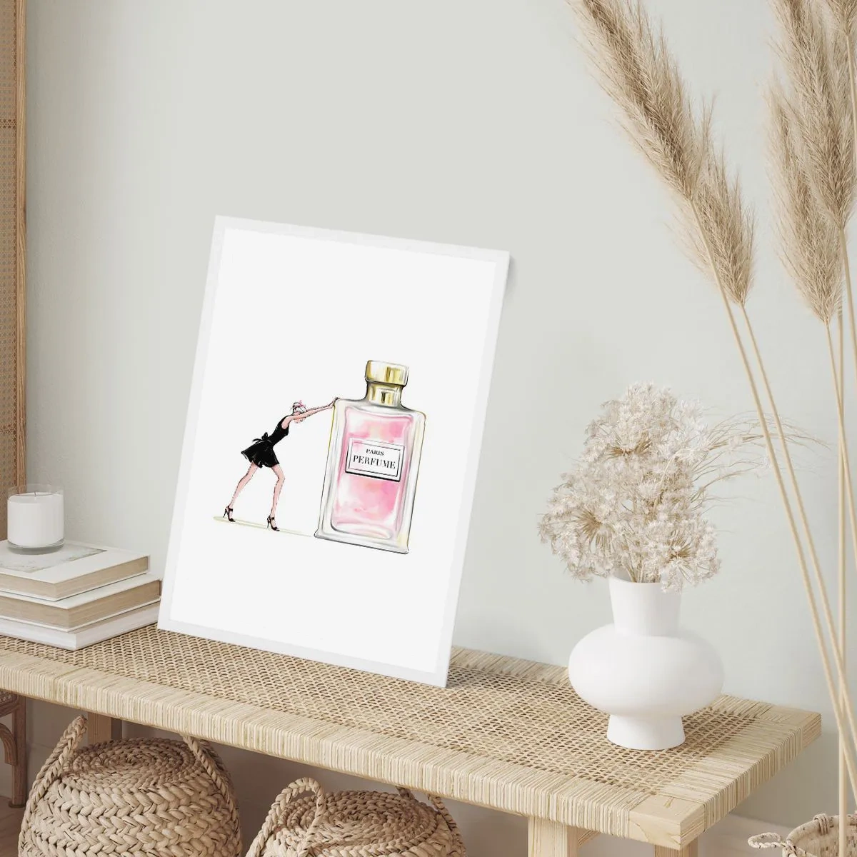 Plakat i hvid ramme - Essensen af kvindelighed - 50x70 cm