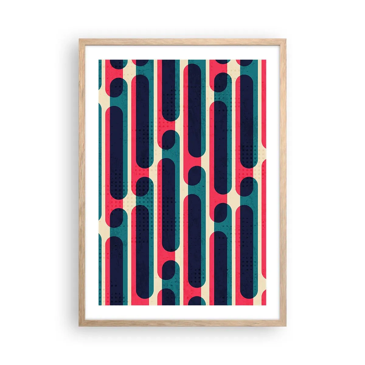 Plakat i ramme af lyst egetræ - Indad og fremad - 50x70 cm