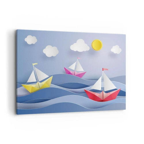 Lærredstryk - Billede på lærred - Ah, hvor dejligt at svinge sig mellem bølgerne - 100x70 cm