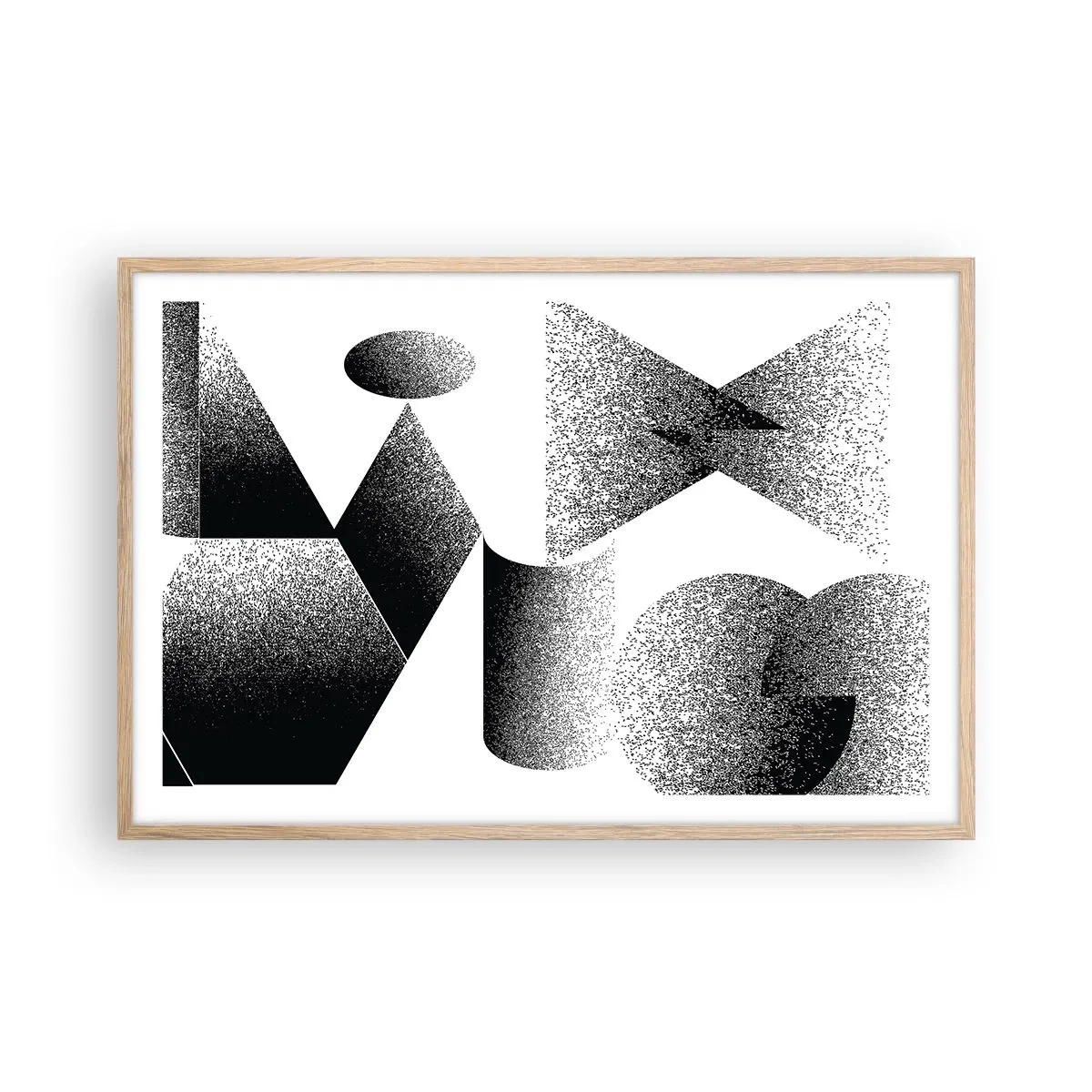 Plakat i ramme af lyst egetræ - Vinkler og ovaler - 91x61 cm