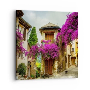 Lærredstryk - Billede på lærred - Under en blomstret baldakin - 40x40 cm