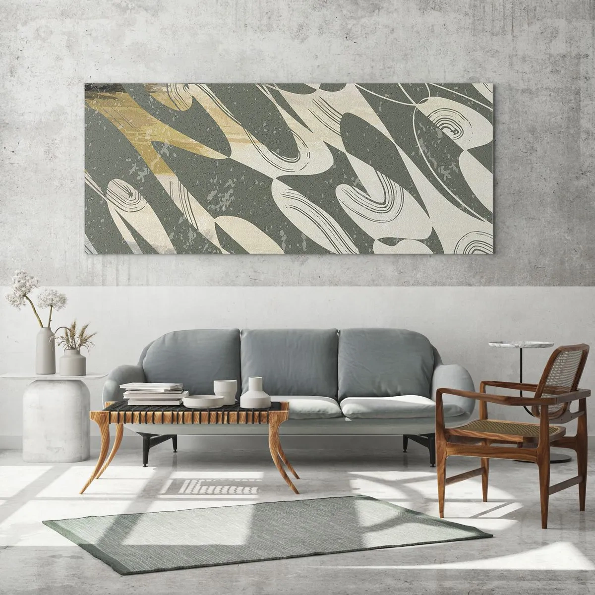 Billede på glas - Rytmisk abstraktion - 100x40 cm