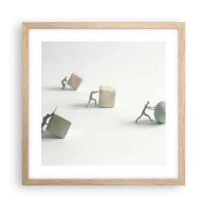 Plakat i ramme af lyst egetræ - Selve livet - 40x40 cm