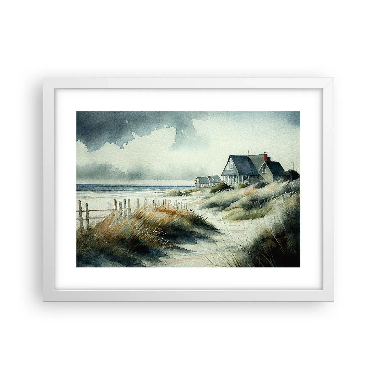 Plakat i hvid ramme - Væk fra trængsel og travlhed - 40x30 cm