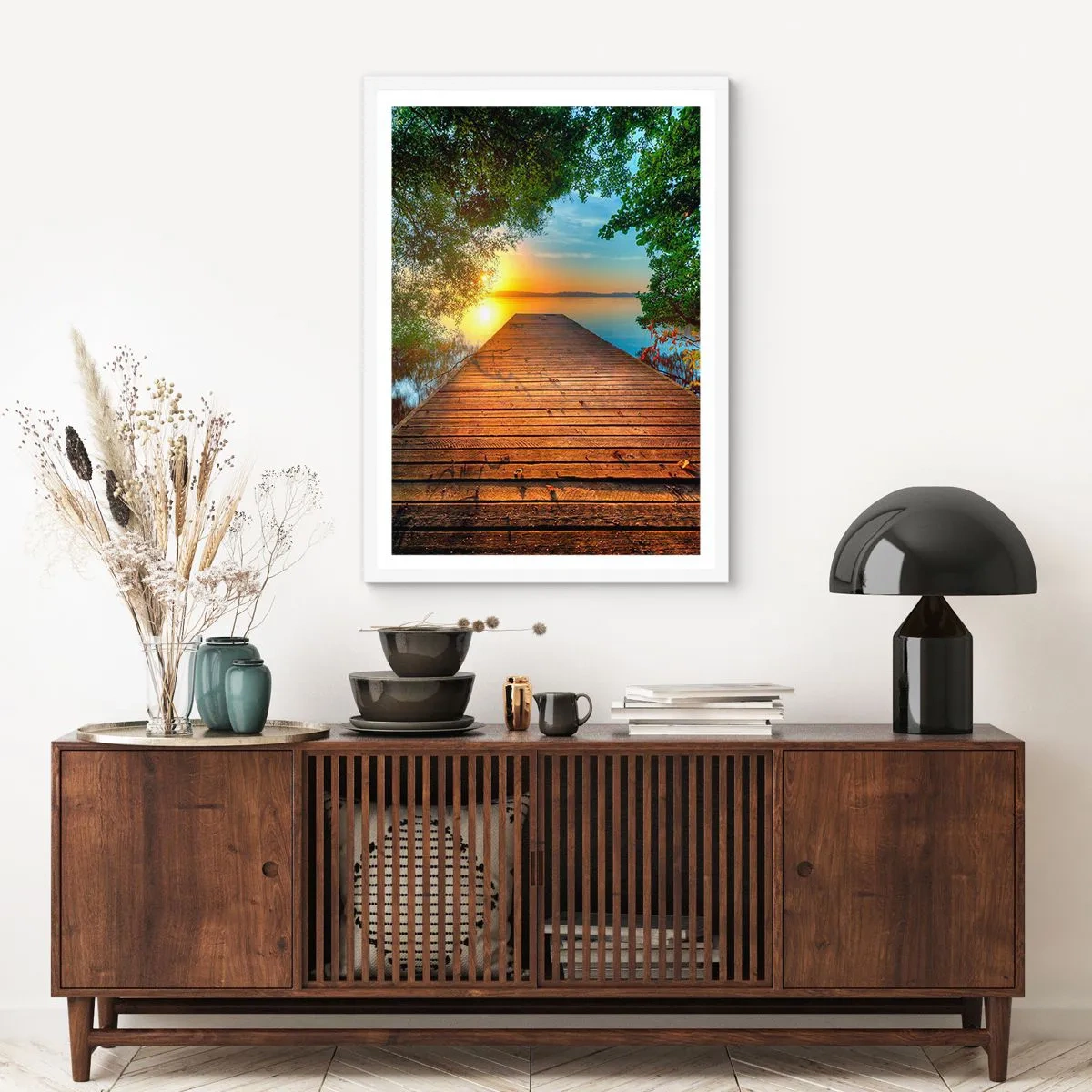 Plakat i hvid ramme - Tag dig god tid, sæt dig ned - 70x100 cm