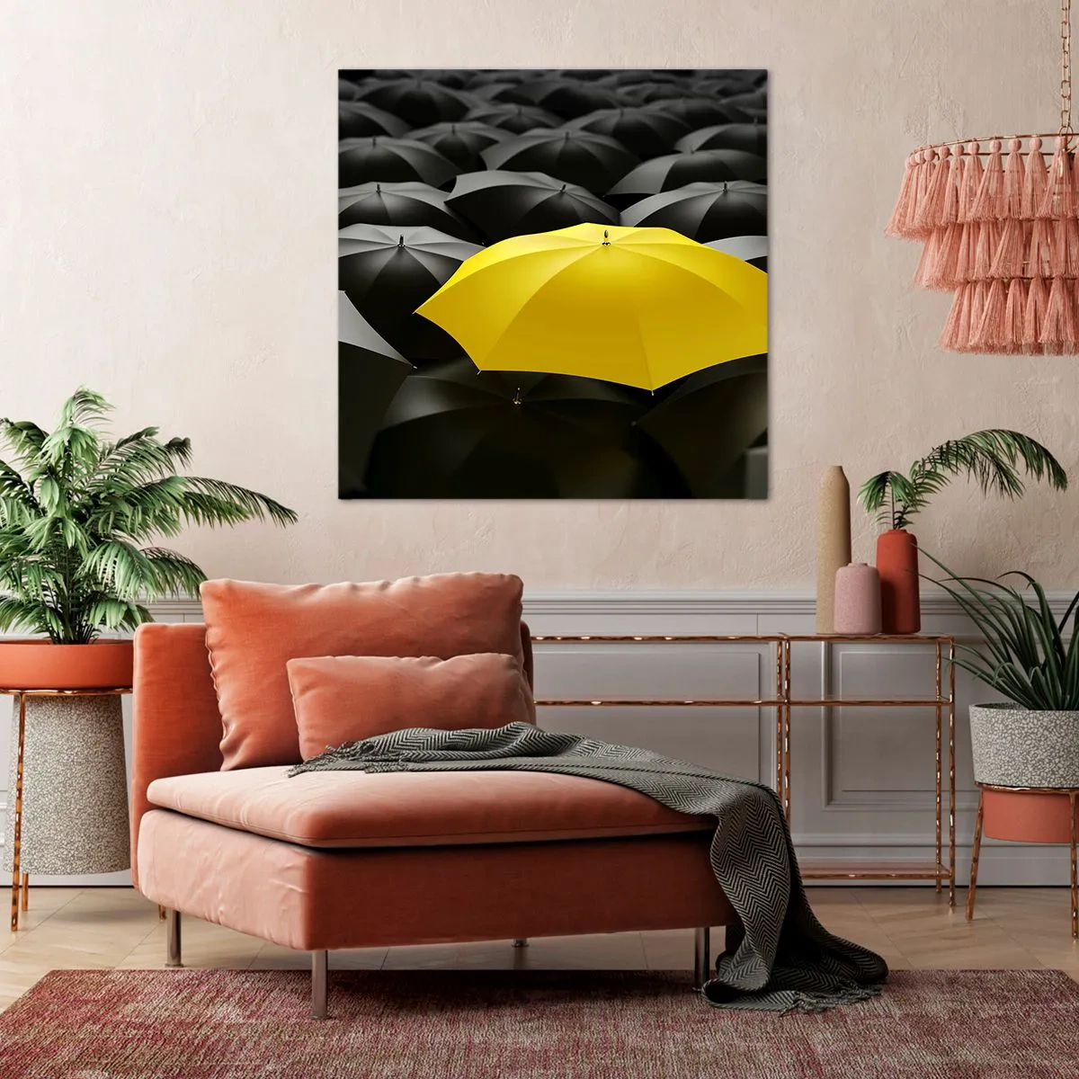 Lærredstryk - Billede på lærred - Farvel til tristhed - 40x40 cm