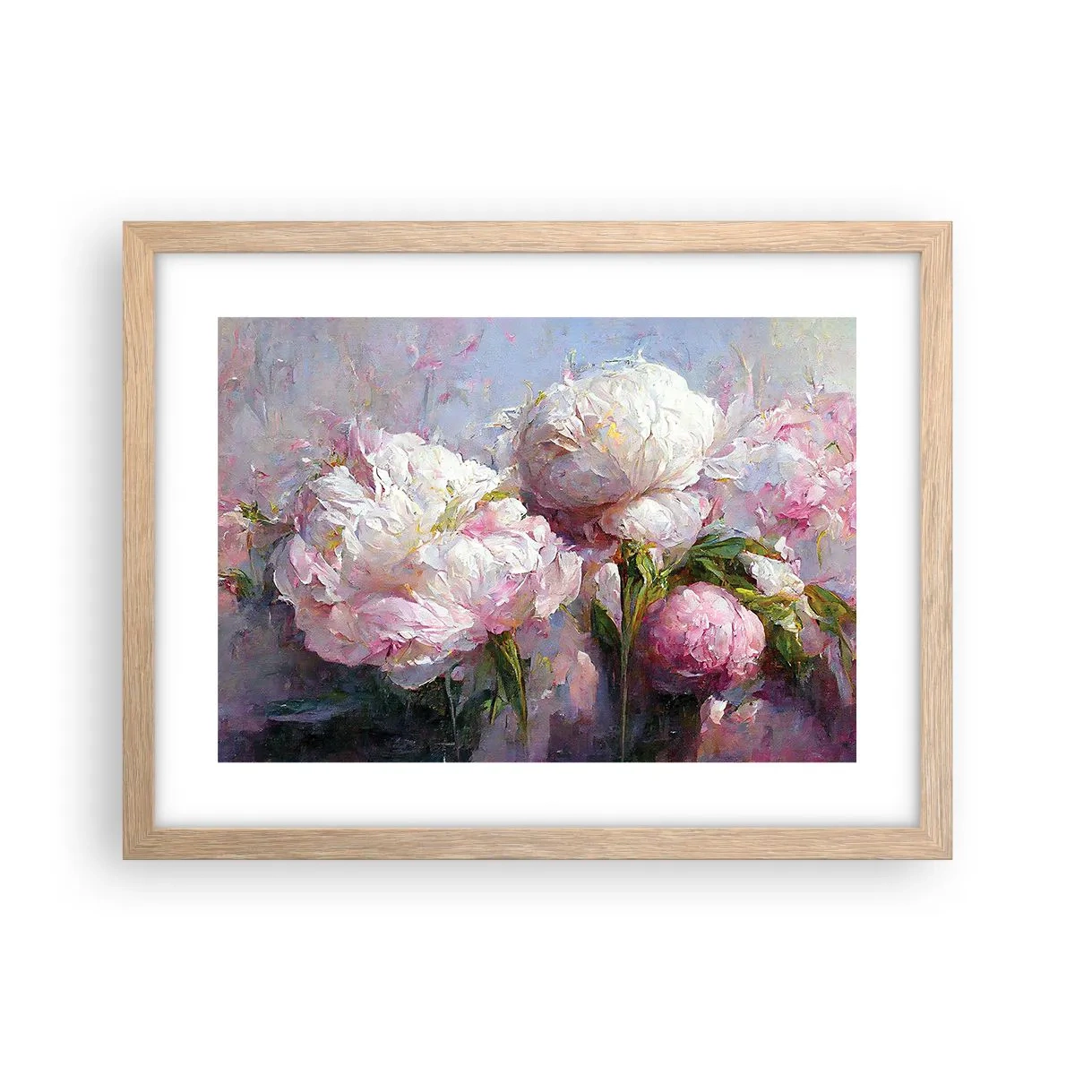 Plakat i ramme af lyst egetræ - En buket fyldt med liv - 40x30 cm